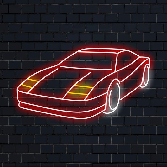 Tyylikäs LED-valokuva urheiluautosta, ihanteellinen neonvalosisustus autojen harrastajille ja yksilöllisiin tiloihin.