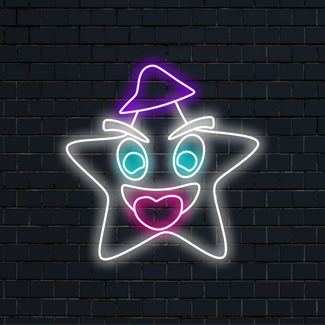 "Starry Night Star Neon Sign" valaisee tilaasi häikäisevän muotoilunsa taivaallisella viehätysvoimalla luoden lumoavaa hehkua lumoavaan tunnelmaan.