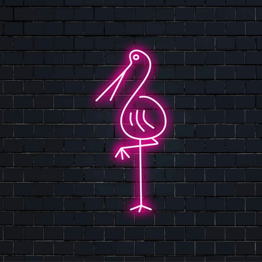 "Stork Neon Sign" lisää viehätysvoimaa ja symboliikkaa siroisella siluettillaan luoden lempeän hehkun, joka juhlistaa näiden ikonisten lintujen kauneutta tilassasi.
