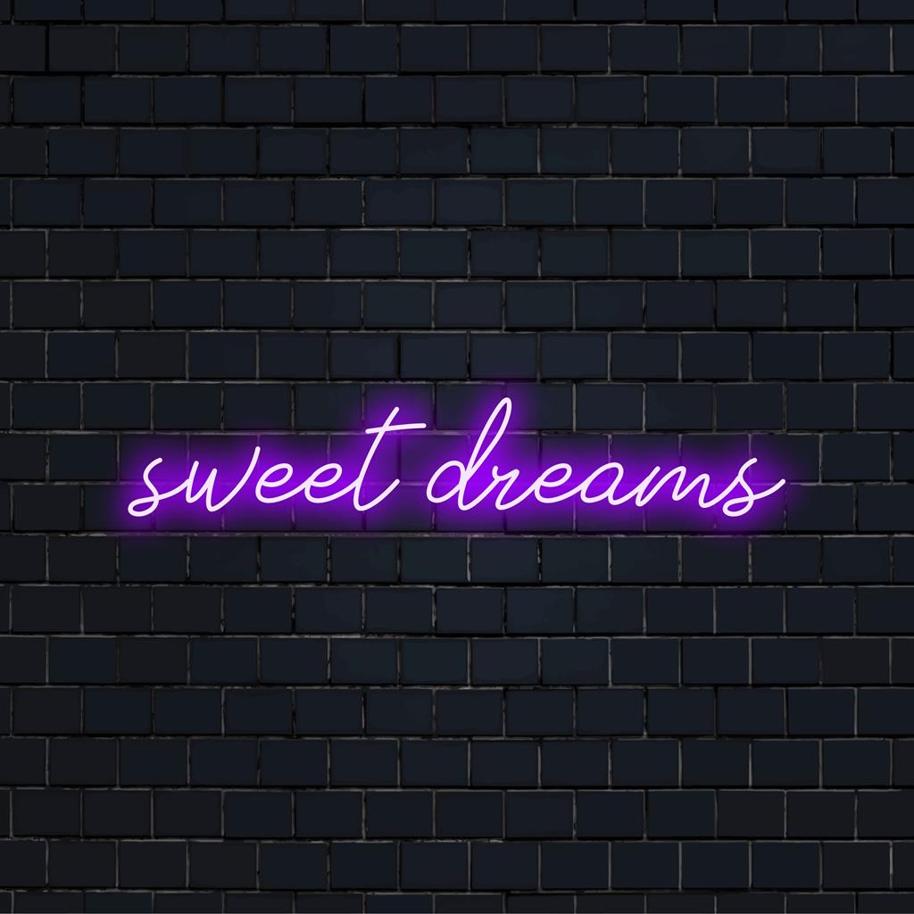 Vibrant Sweet Dreams hehkuva neonkyltti, täydellinen makuuhuoneen tunnelmaan; ihanteellinen neonseinätaide ja mukautettu LED-valotarvike.