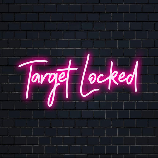 Custom made LED neon sign with a modern target-locked design, perfect for bold home decor or unique wall art.