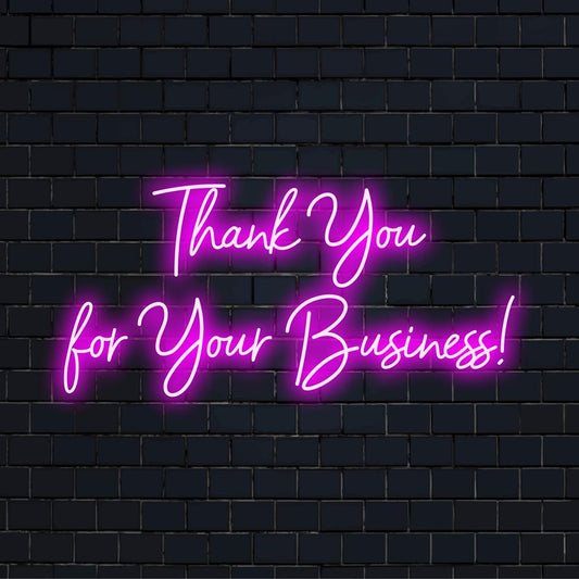 Mukautettu LED-valokyltti, jossa on henkilökohtainen kiitos yrityksellesi! viesti, täydellinen ainutlaatuiseen neonvalosisustukseen.