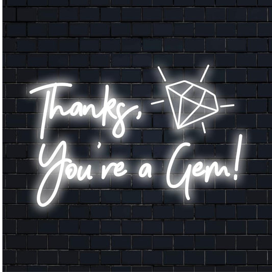  Räätälöity kiitos, olet helmi! LED-valokylttisuunnittelu, eloisa neonvalosisustus personoidulla neontekstitaideella.