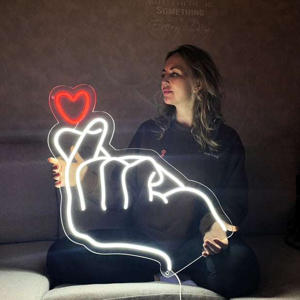 Finger Heart Neon Sign - The Art Neon