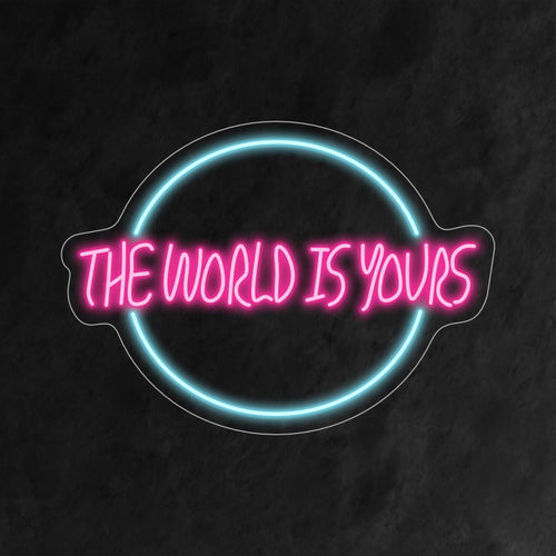 "The World Is Yours Neon Sign" inspirerar med sitt stärkande budskap, som kastar en djärv glöd som motiverar och höjer ditt utrymme