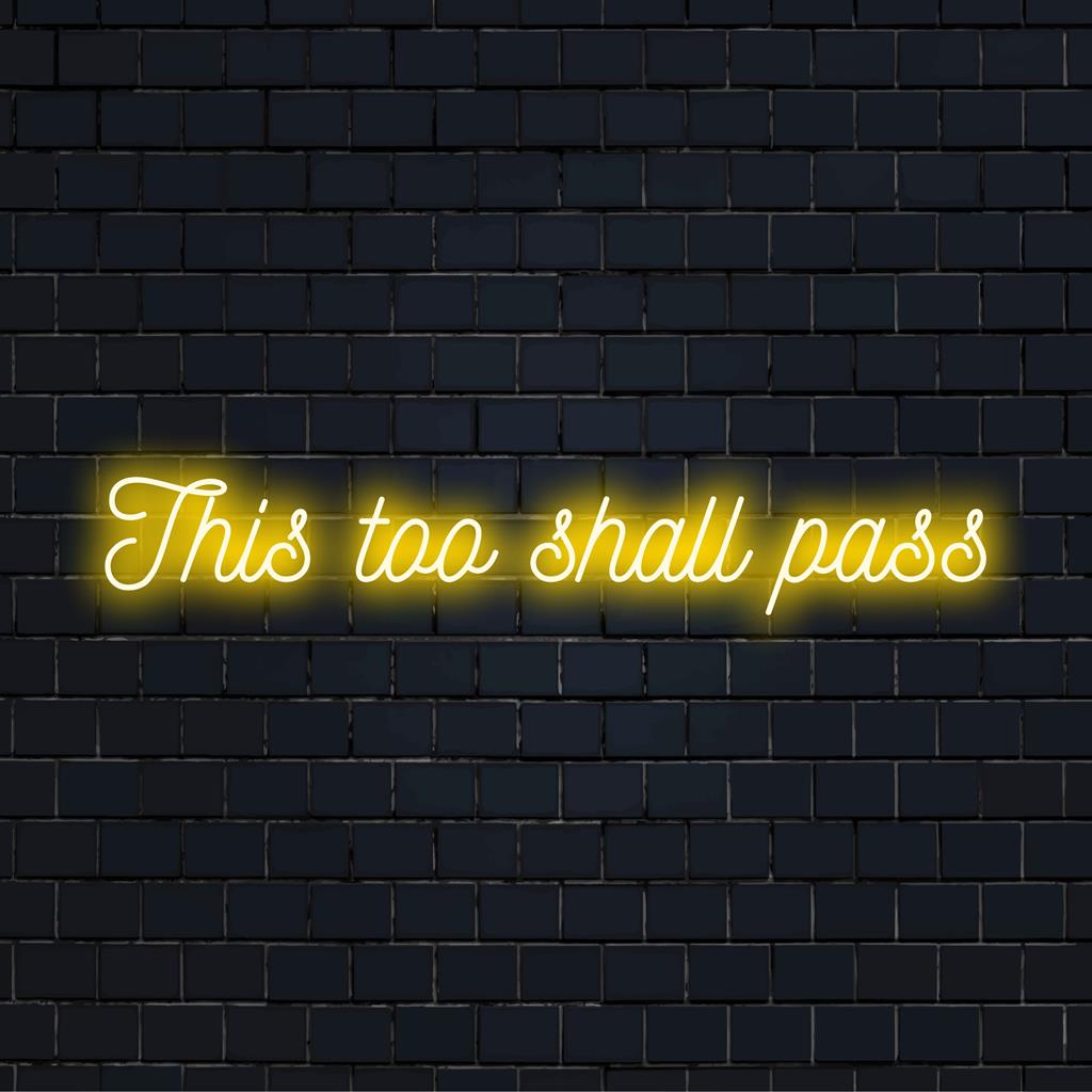 Tyylikäs Tämä Too Shall Pass räätälöity LED-valokyltti säteilee inspiraatiota, täydellinen neonlainaustaideksi ja kohottavaksi seinäkoristeeksi.