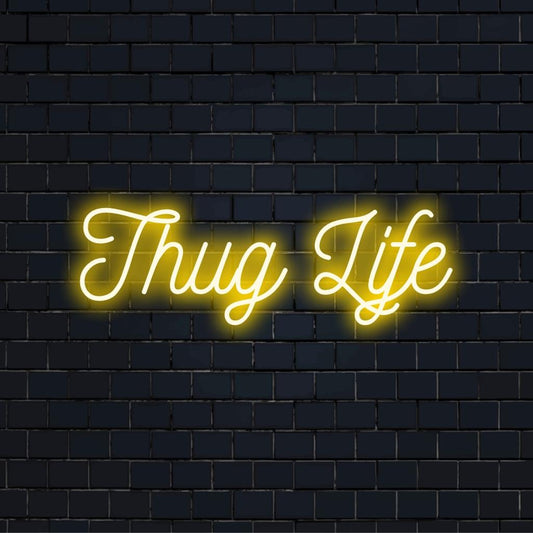 Vibrant Thug Life decorative light in personalized neon style, adding unique flair as statement wall art or room decor.