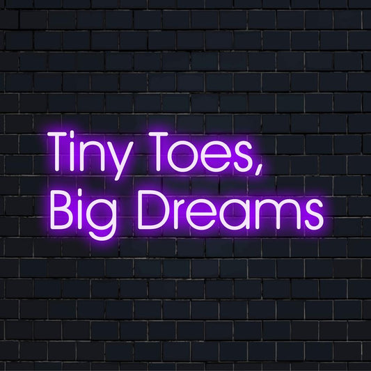 Eloisa mukautettu LED-valokyltti, jossa on lause "Tint Toes, Big Dreams", täydellinen henkilökohtaisena neonkoristeena.
