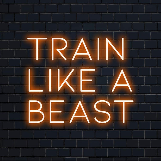 Räätälöity LED-valokuva hehkuva Train Like A Beast, ihanteellinen motivaatioon, kuntosalin sisustukseen ja voimaannuttavan tunnelman luomiseen.