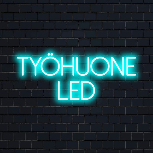 LED-valokyltti tekstillä "Työhuone LED"