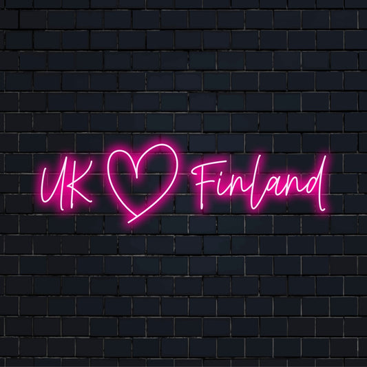 Räätälöity LED-neonkyltti – UK ❤ Finland