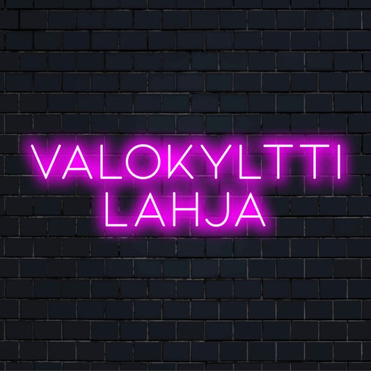 LED-valokyltti tekstillä "Valokyltti lahja"