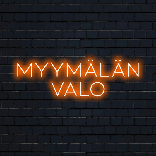 Personoitu LED-logokyltti tekstillä "Myymälän valo"