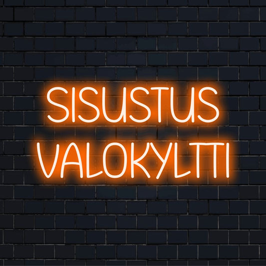 LED-valokyltti tekstillä "Sisustus valokyltti"