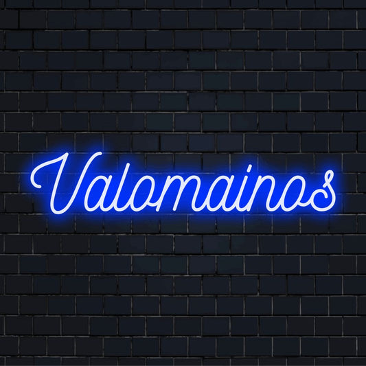 Personoitu LED-logokyltti tekstillä "Valomainos"