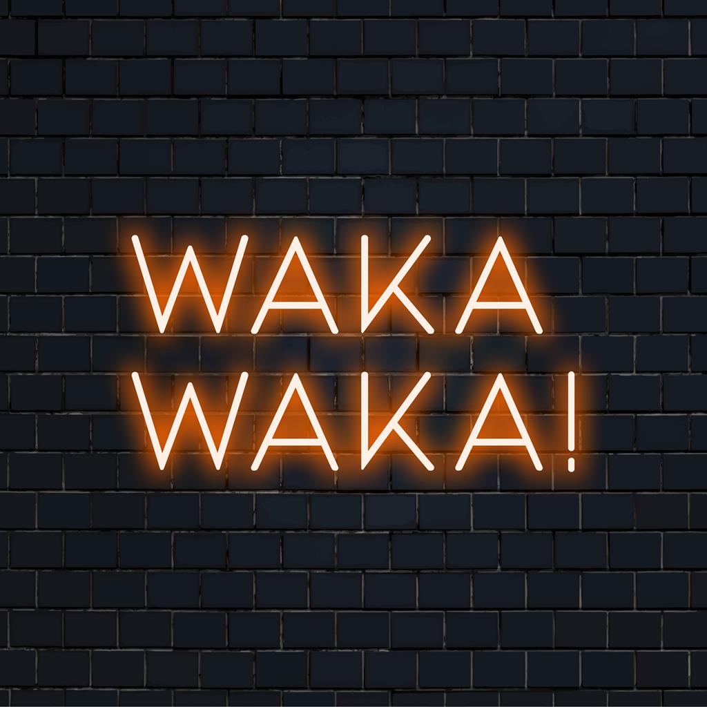 Mukautettu LED-valokyltti, jossa on ilmaus Waka Waka!, täydellinen ainutlaatuiseen neonvalaistukseen ja persoonalliseen tunnelmaan.