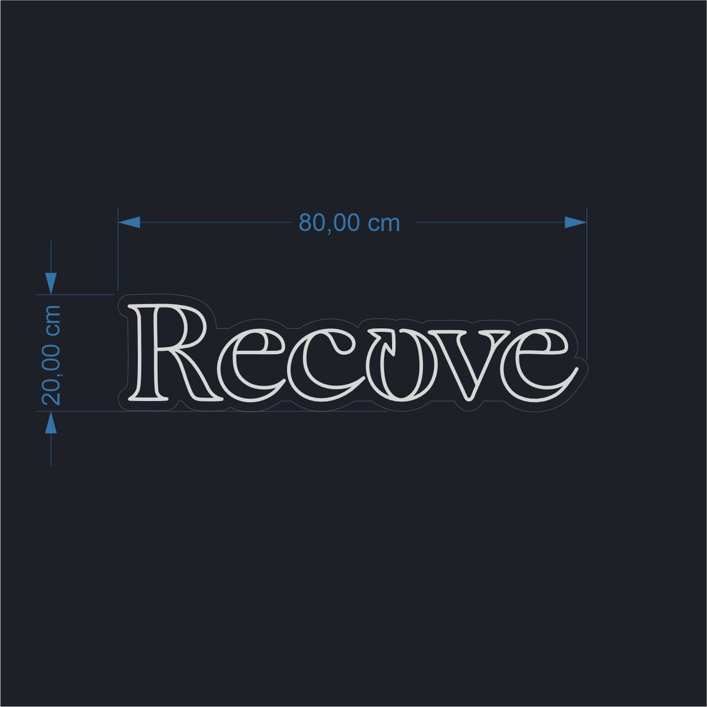 RECOVE – räätälöity neonkyltti 80 x 20 cm