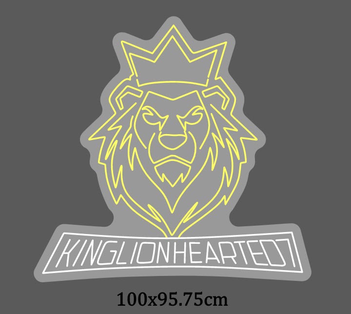 Havainnollinen 100 × 43 cm:n vedos keskikokoisesta neonlogosta
