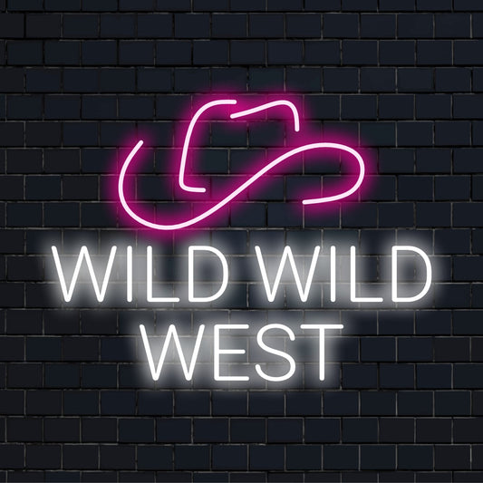Villin villin lännen Cowboy-hattu LED-merkki; täydellinen sekoitus neonvalotaidetta ja maalaismaista charmia tilaan.