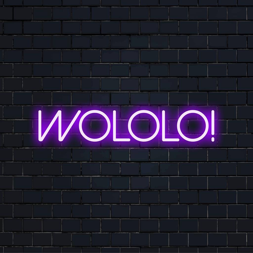 Elävä Wololo! LED-neonkyltti rohkealla muotoilulla ja lämpimällä hehkulla, täydellinen ainutlaatuiseen seinätaiteeseen ja mukautettuihin sisustustarpeisiin.