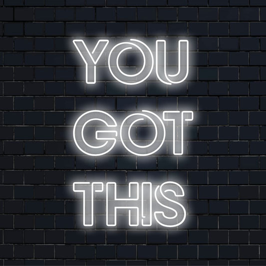 Custom LED neon sign reading You Got This in vibrant colors, perfect for motivational neon wall art and modern decor.