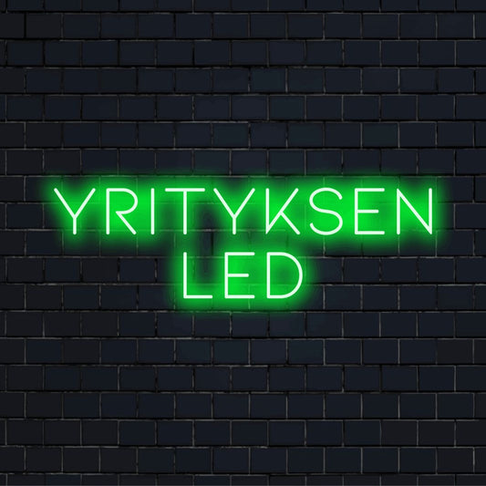 Personoitu LED-logokyltti tekstillä "Yrityksen LED"