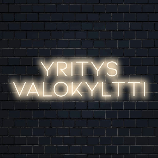 Personoitu LED-logokyltti tekstillä "Yritys valokyltti"