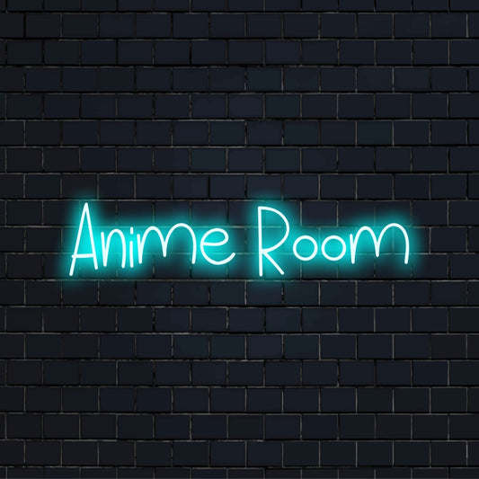 Anime Room LED Neon Sign, bright LED glow against brick backdrop