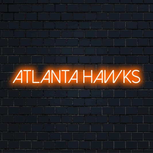 Atlanta Hawks LED Neon Sign, soft neon glow on dark brick background