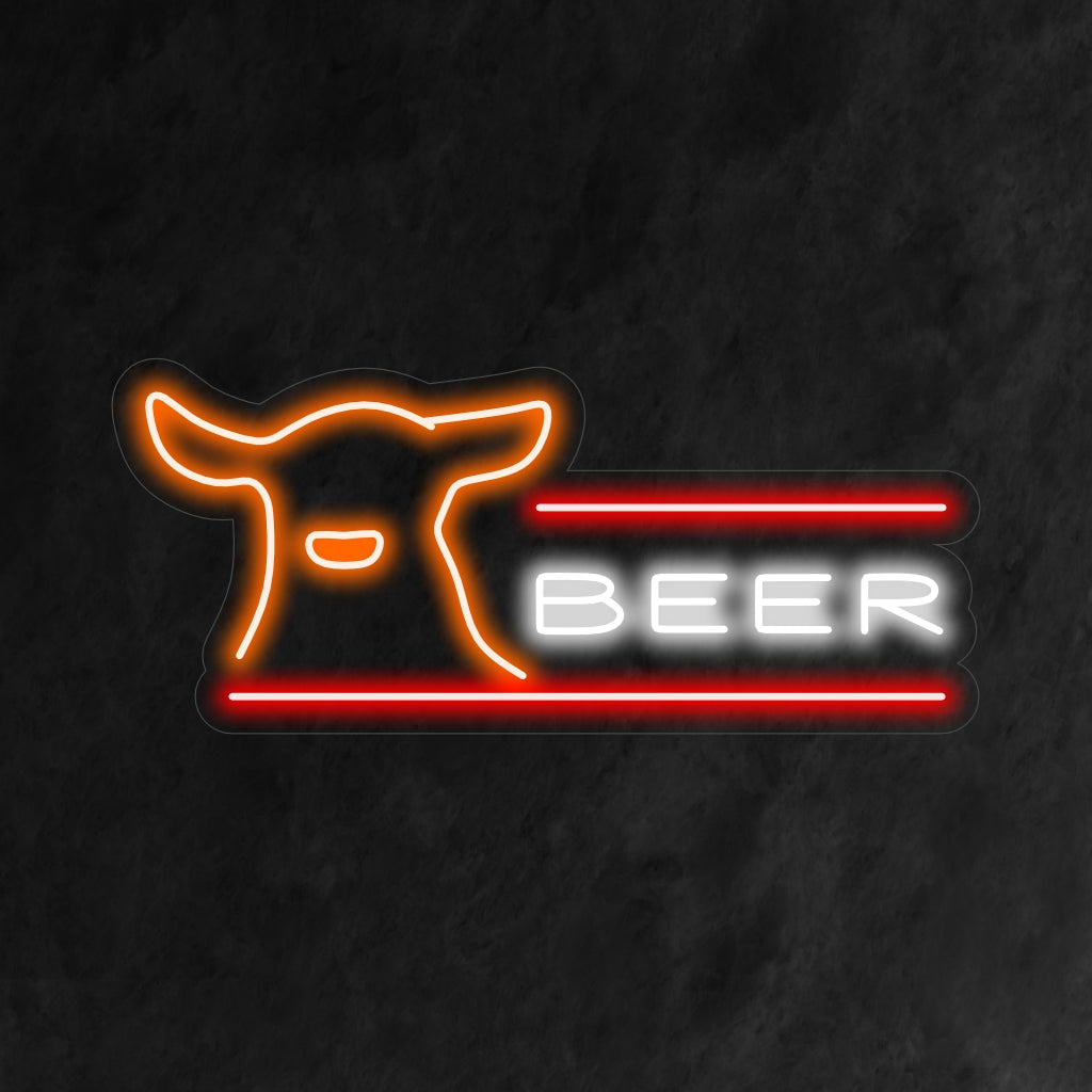 Mukautettu Beer and Deer LED-valokyltti, jossa on elävä neonvalo sisustus; täydellinen baarin tai mökin seinätaidetta varten.