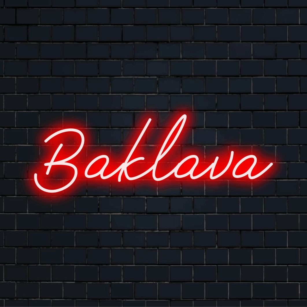 Bosnian Folk Neon Light with glowing wall decor against brick backdrop
