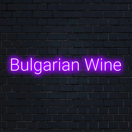 Bulgarian Wine Neon Light with glowing wall decor against brick backdrop