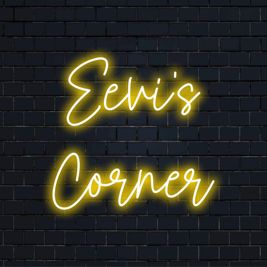 Eevi_s Corner Personalized Neon Light with glowing wall decor on black brick background