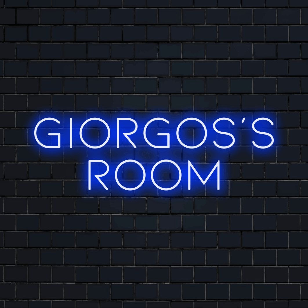 Giorgos_s Room Personalized Neon Light with glowing wall decor on dark brick background