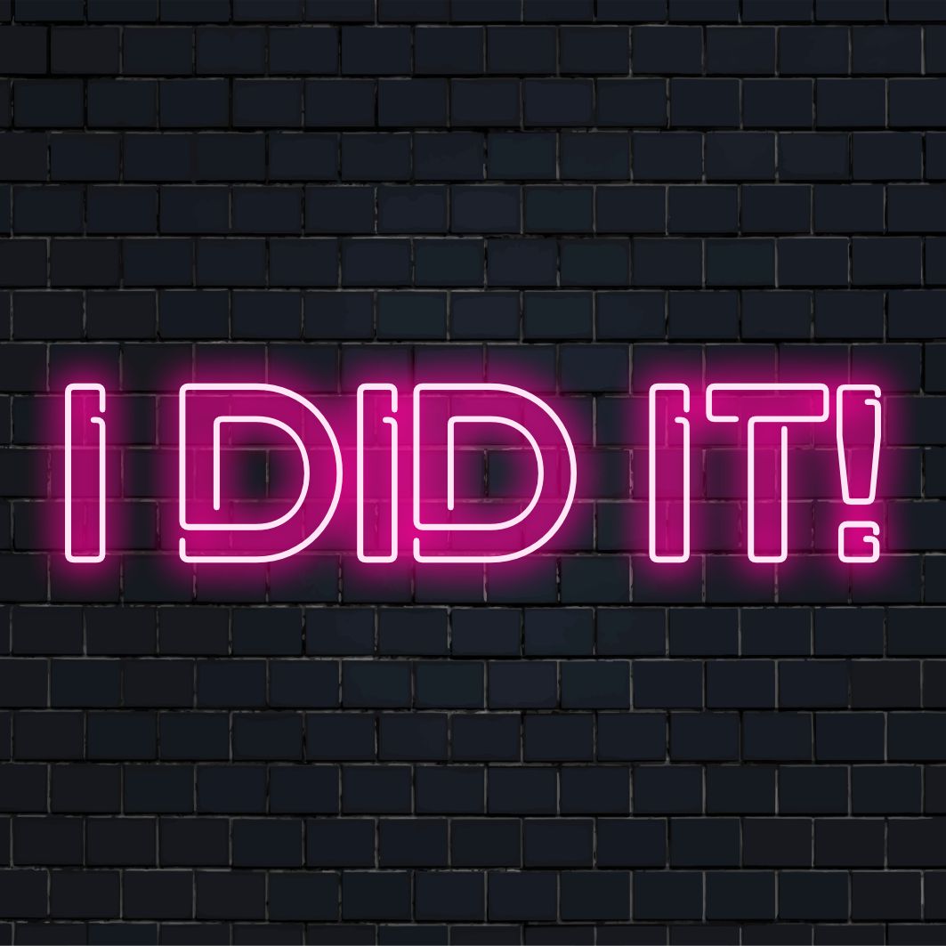 Custom LED neon sign featuring bold text I Did It! Perfect for celebratory decor or motivation with stylish neon glow.