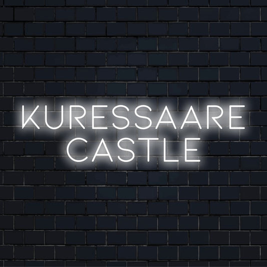 Kuressaare Castle LED Neon Sign, soft neon glow on black brick background