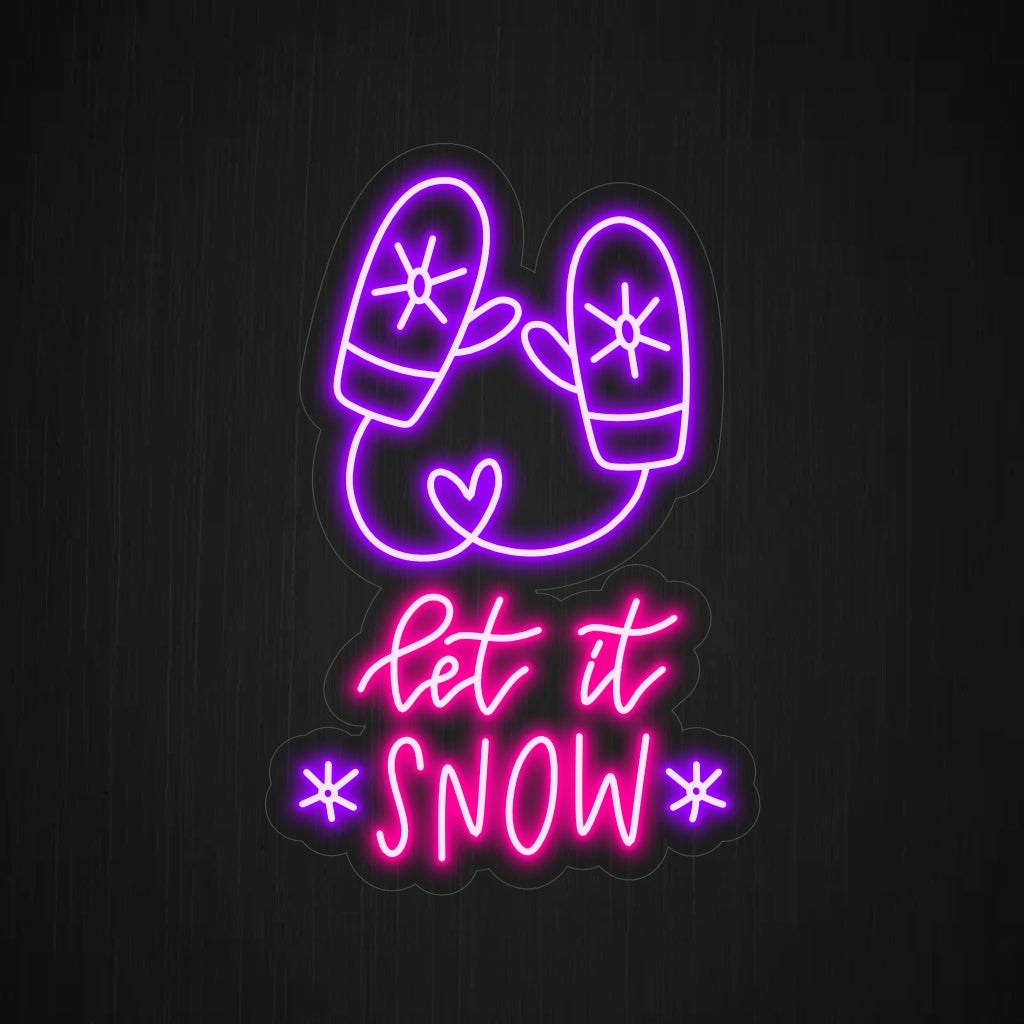 "Let It Snow" -neonkyltti, omituinen lisä talvi- tai lomaaiheiseen sisustukseen, täydellinen vaaleaksi seinätaiteeksi.