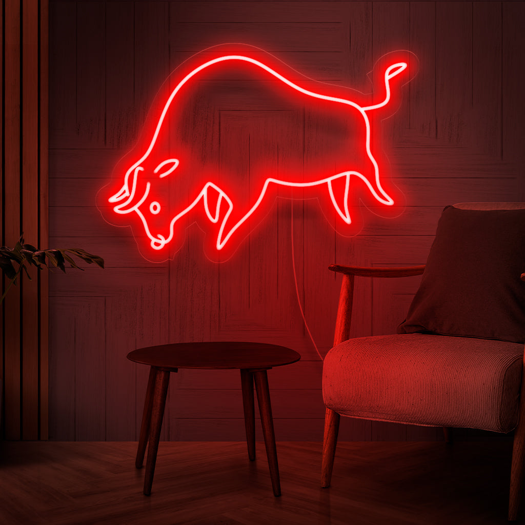 Koristeellinen härän muoto neonvaloilla