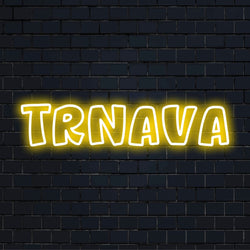 Trnava LED Neon Sign, bright neon glow on dark brick wall